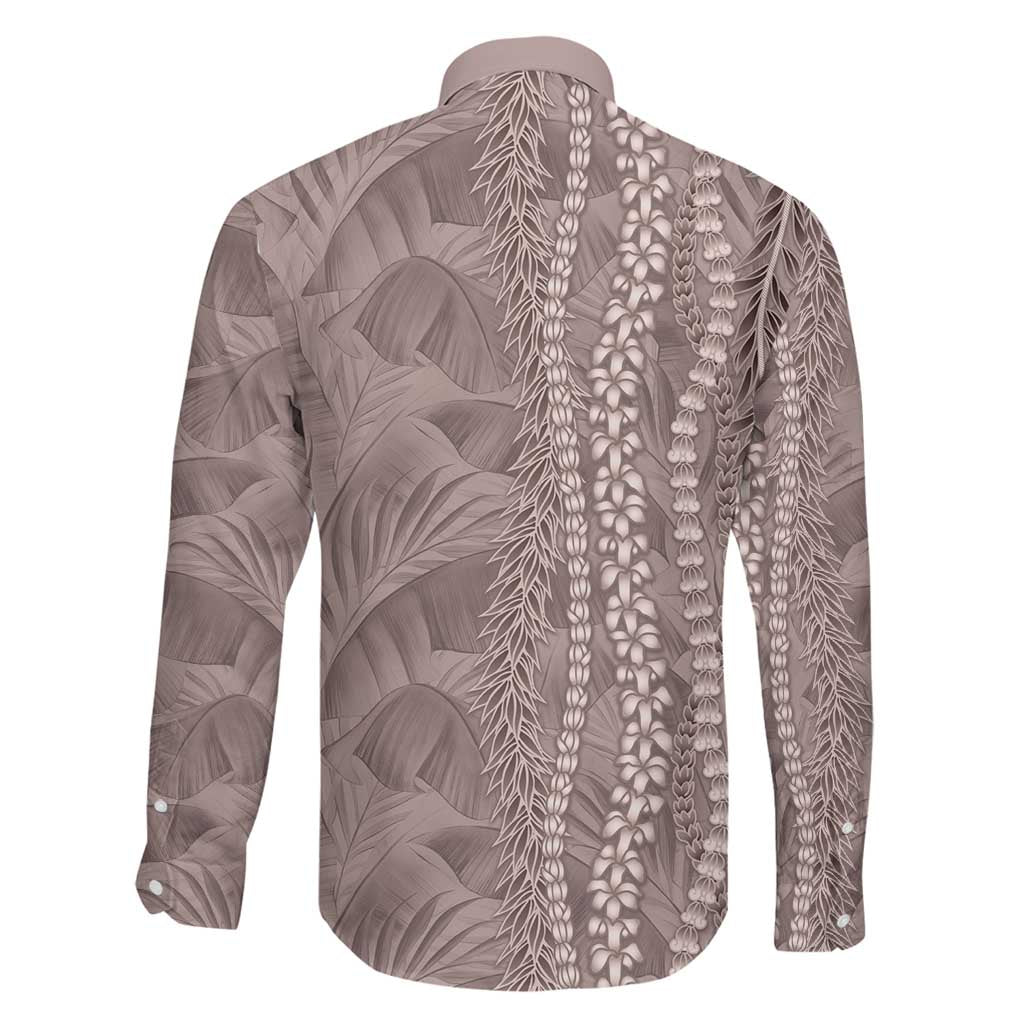 Hawaii Prince Kuhio Family Matching Off The Shoulder Long Sleeve Dress and Hawaiian Shirt Mocha Hawaiian Lau Maia With Leis LT05 - Polynesian Pride