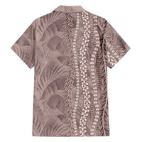 Hawaii Prince Kuhio Family Matching Puletasi and Hawaiian Shirt Mocha Hawaiian Lau Maia With Leis