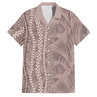 Hawaii Prince Kuhio Family Matching Summer Maxi Dress and Hawaiian Shirt Mocha Hawaiian Lau Maia With Leis LT05 Dad's Shirt - Short Sleeve Mocha - Polynesian Pride