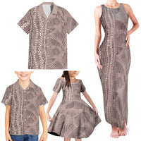 Hawaii Prince Kuhio Family Matching Tank Maxi Dress and Hawaiian Shirt Mocha Hawaiian Lau Maia With Leis LT05 - Polynesian Pride