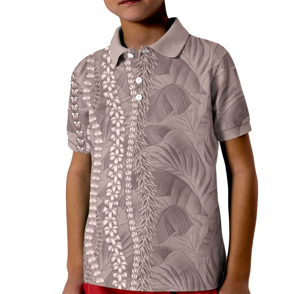 Hawaii Prince Kuhio Kid Polo Shirt Mocha Hawaiian Lau Maia With Leis