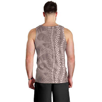 Hawaii Prince Kuhio Men Tank Top Mocha Hawaiian Lau Maia With Leis