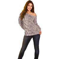 Hawaii Prince Kuhio Off Shoulder Sweater Mocha Hawaiian Lau Maia With Leis