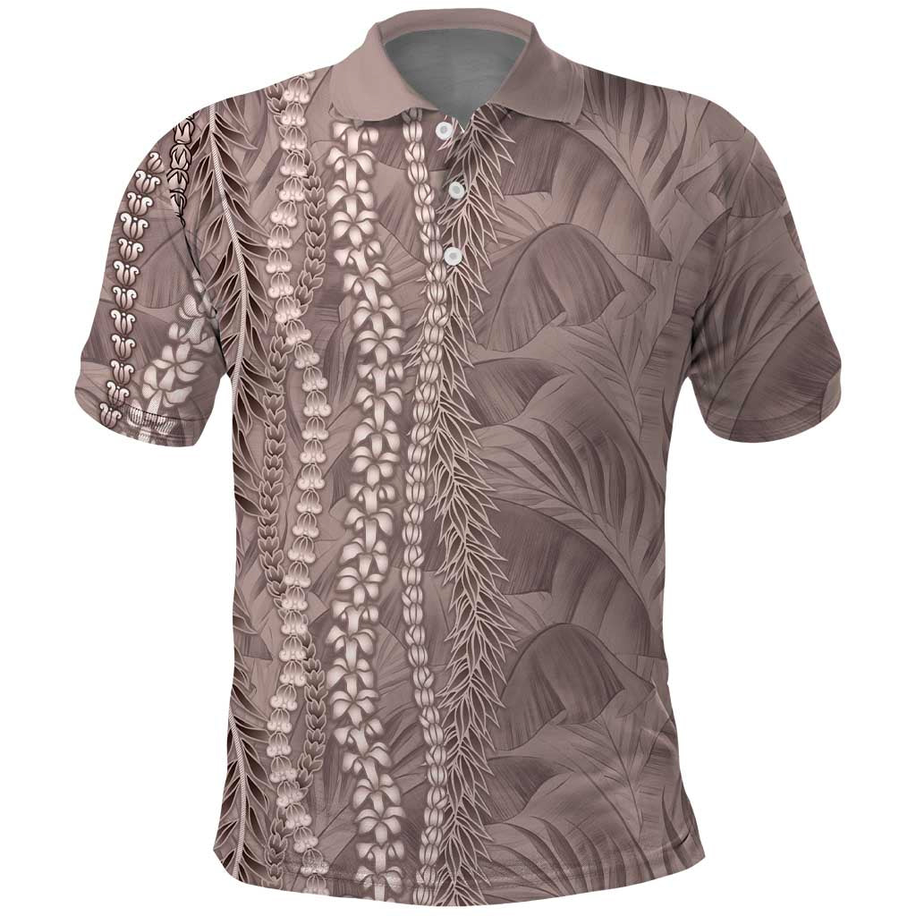 Hawaii Prince Kuhio Polo Shirt Mocha Hawaiian Lau Maia With Leis