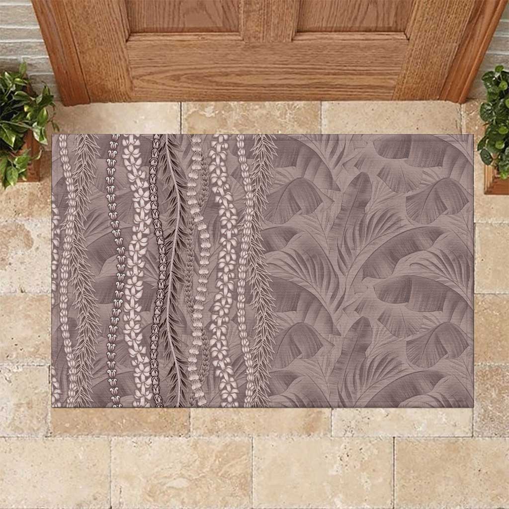 Hawaii Prince Kuhio Rubber Doormat Mocha Hawaiian Lau Maia With Leis LT05 Mocha - Polynesian Pride