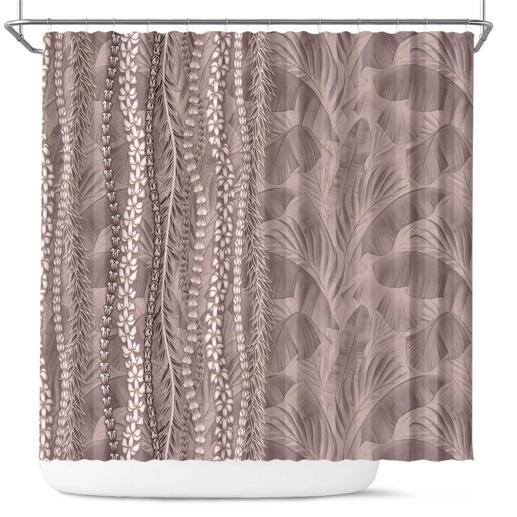 Hawaii Prince Kuhio Shower Curtain Mocha Hawaiian Lau Maia With Leis LT05 Mocha - Polynesian Pride