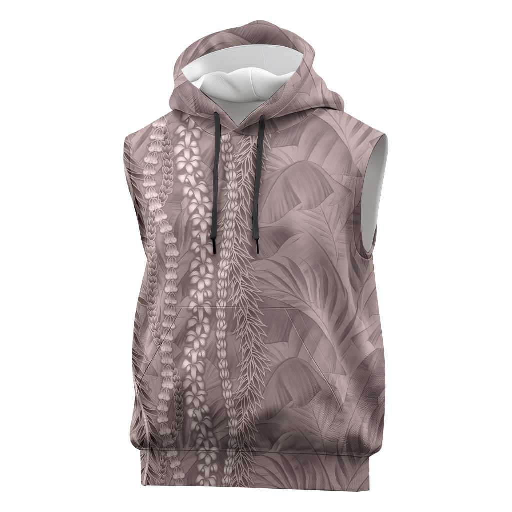 Hawaii Prince Kuhio Sleeveless Hoodie Mocha Hawaiian Lau Maia With Leis LT05 Mocha - Polynesian Pride