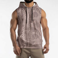 Hawaii Prince Kuhio Sleeveless Hoodie Mocha Hawaiian Lau Maia With Leis LT05 - Polynesian Pride