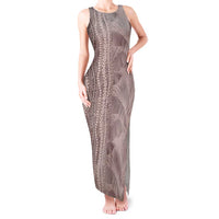 Hawaii Prince Kuhio Tank Maxi Dress Mocha Hawaiian Lau Maia With Leis