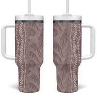 Hawaii Prince Kuhio Tumbler With Handle Mocha Hawaiian Lau Maia With Leis