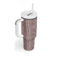 Hawaii Prince Kuhio Tumbler With Handle Mocha Hawaiian Lau Maia With Leis