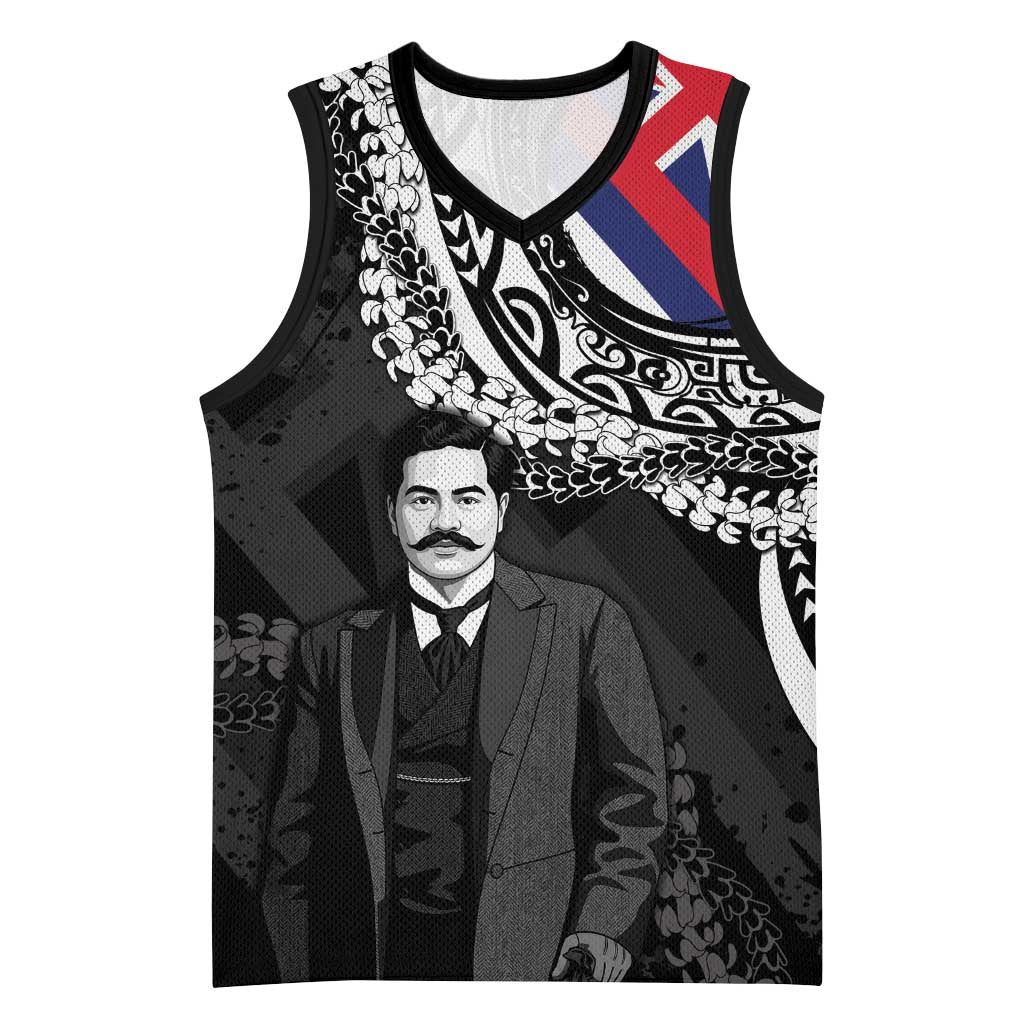 Personalised Hawaii Prince Kuhio Basketball Jersey Hawaiian Maile Lei LT05 Unisex Black - Polynesian Pride
