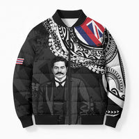 Personalised Hawaii Prince Kuhio Bomber Puffer Jacket Hawaiian Maile Lei