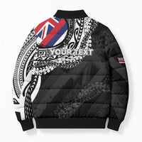 Personalised Hawaii Prince Kuhio Bomber Puffer Jacket Hawaiian Maile Lei