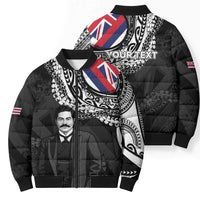 Personalised Hawaii Prince Kuhio Bomber Puffer Jacket Hawaiian Maile Lei