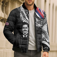 Personalised Hawaii Prince Kuhio Bomber Puffer Jacket Hawaiian Maile Lei