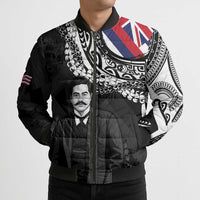 Personalised Hawaii Prince Kuhio Bomber Puffer Jacket Hawaiian Maile Lei
