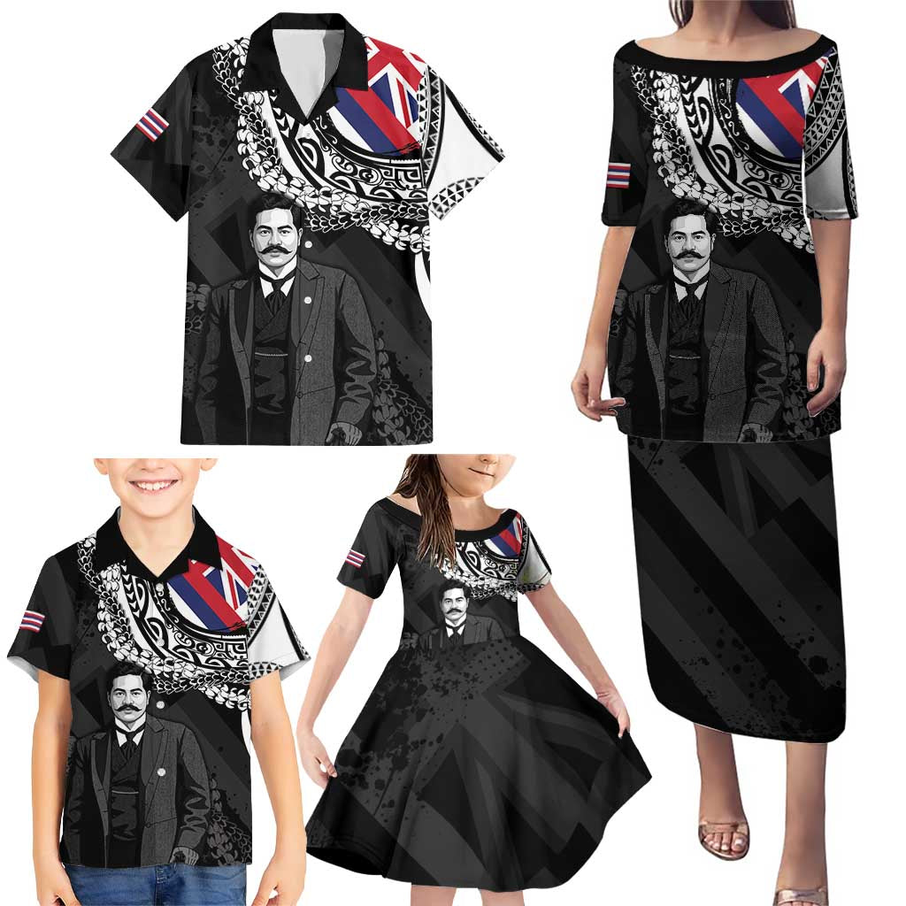 Personalised Hawaii Prince Kuhio Family Matching Puletasi and Hawaiian Shirt Hawaiian Maile Lei