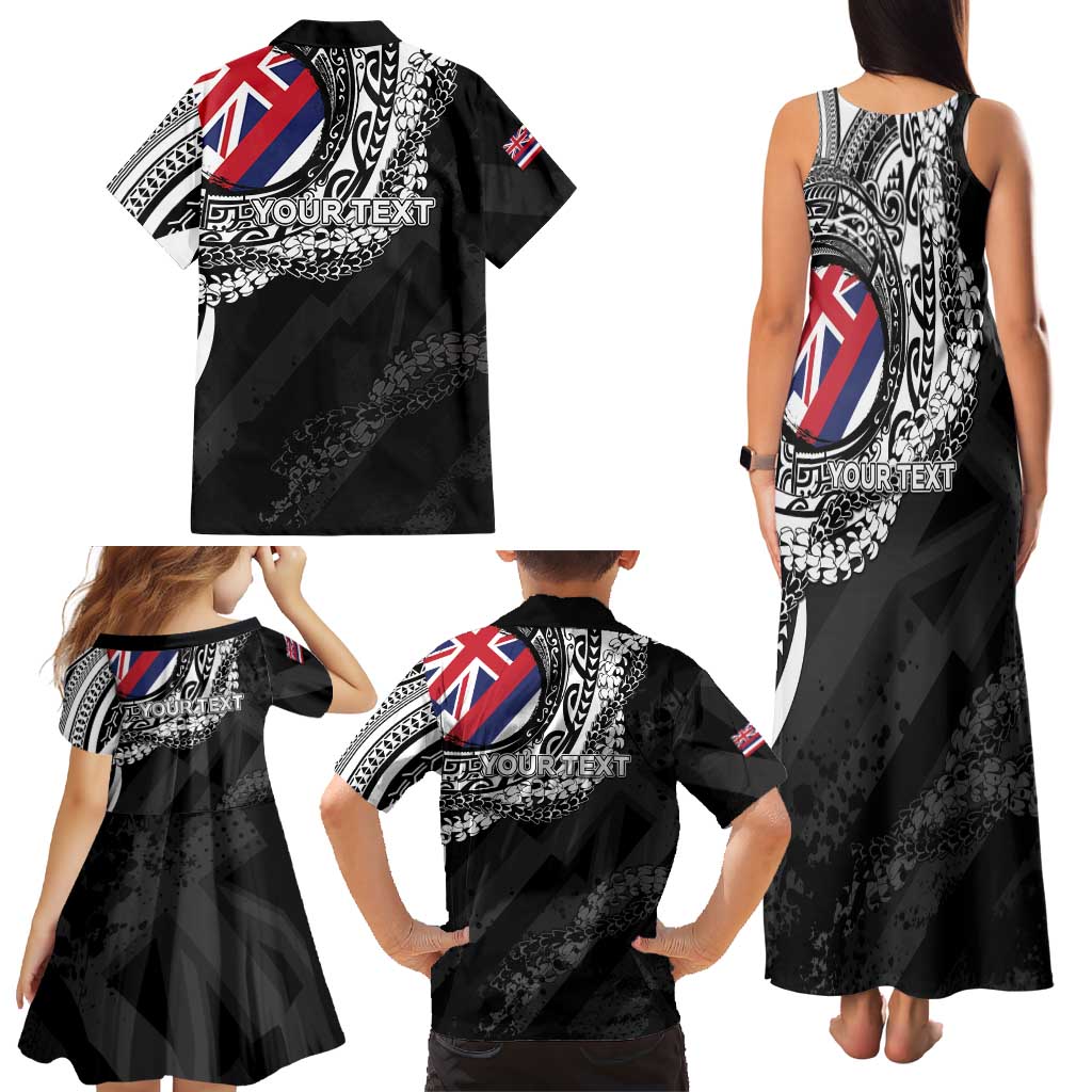 Personalised Hawaii Prince Kuhio Family Matching Tank Maxi Dress and Hawaiian Shirt Hawaiian Maile Lei LT05 - Polynesian Pride