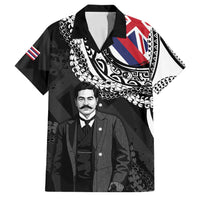 Personalised Hawaii Prince Kuhio Family Matching Tank Maxi Dress and Hawaiian Shirt Hawaiian Maile Lei LT05 Dad's Shirt - Short Sleeve Black - Polynesian Pride