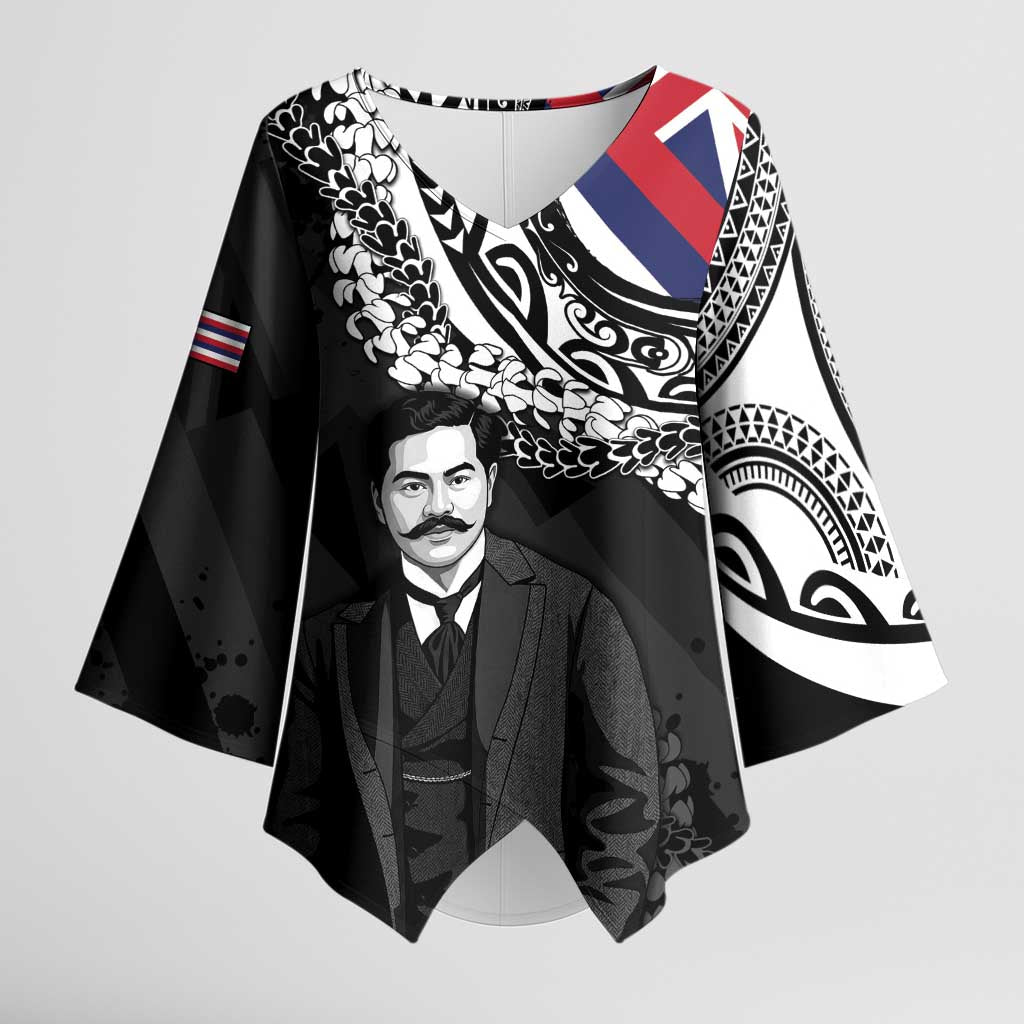 Personalised Hawaii Prince Kuhio Kimono Sleeve Blouse Hawaiian Maile Lei