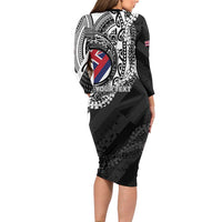 Personalised Hawaii Prince Kuhio Long Sleeve Bodycon Dress Hawaiian Maile Lei