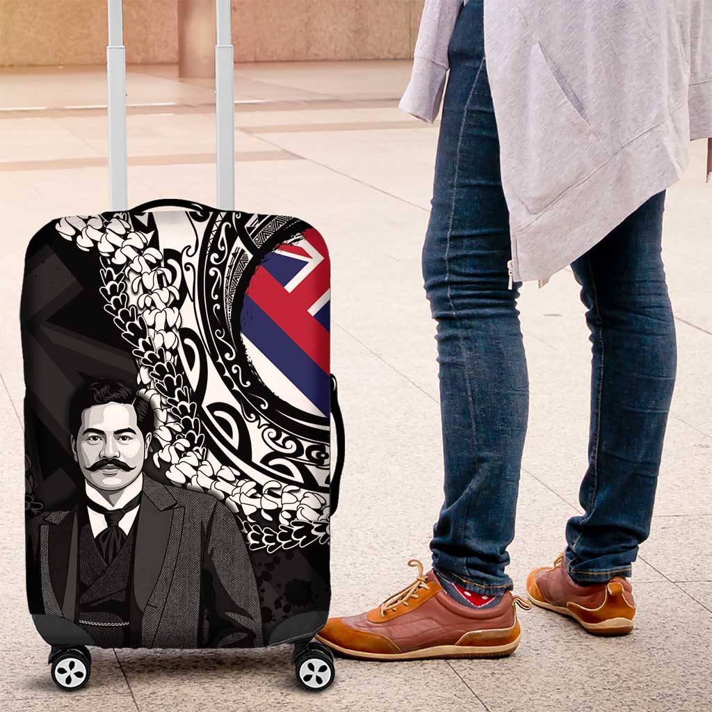 Hawaii Prince Kuhio Luggage Cover Hawaiian Maile Lei LT05 Black - Polynesian Pride