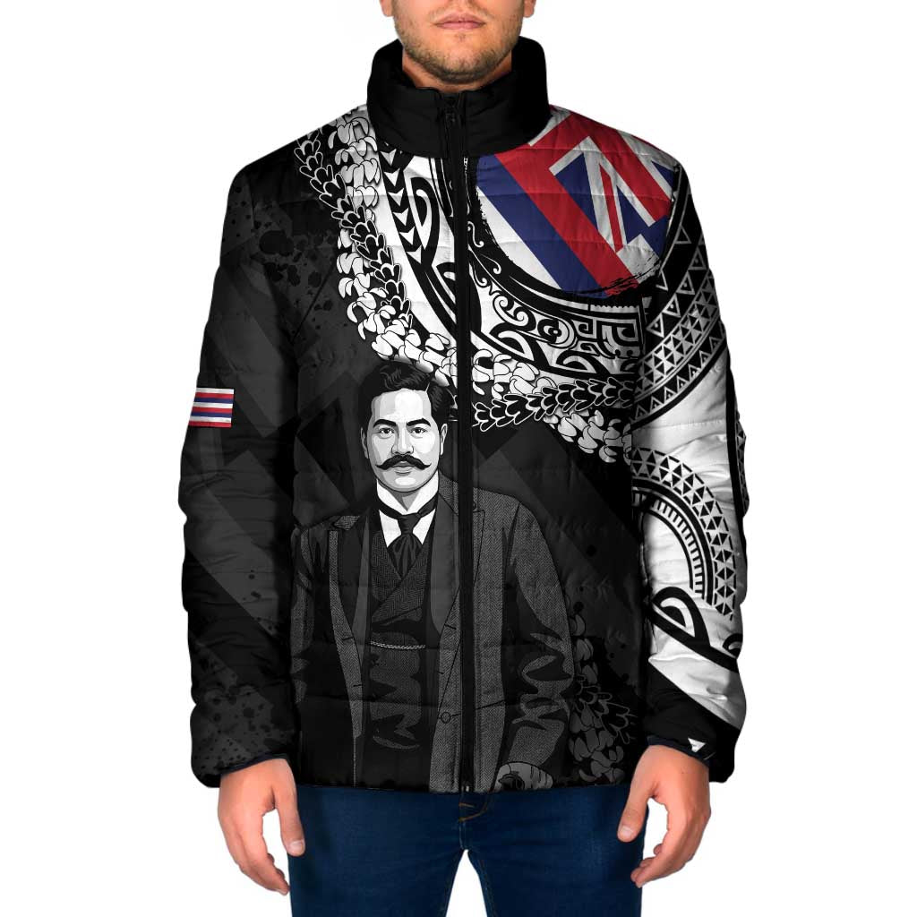 Personalised Hawaii Prince Kuhio Padded Jacket Hawaiian Maile Lei