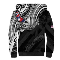 Personalised Hawaii Prince Kuhio Sherpa Hoodie Hawaiian Maile Lei
