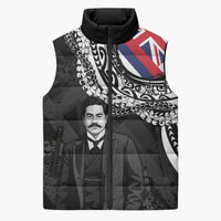 Personalised Hawaii Prince Kuhio Sleeveless Puffer Jacket Hawaiian Maile Lei