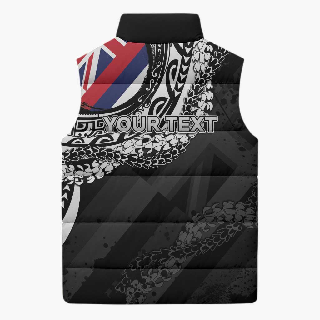 Personalised Hawaii Prince Kuhio Sleeveless Puffer Jacket Hawaiian Maile Lei