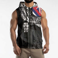 Personalised Hawaii Prince Kuhio Sleeveless Zip Hoodie Hawaiian Maile Lei