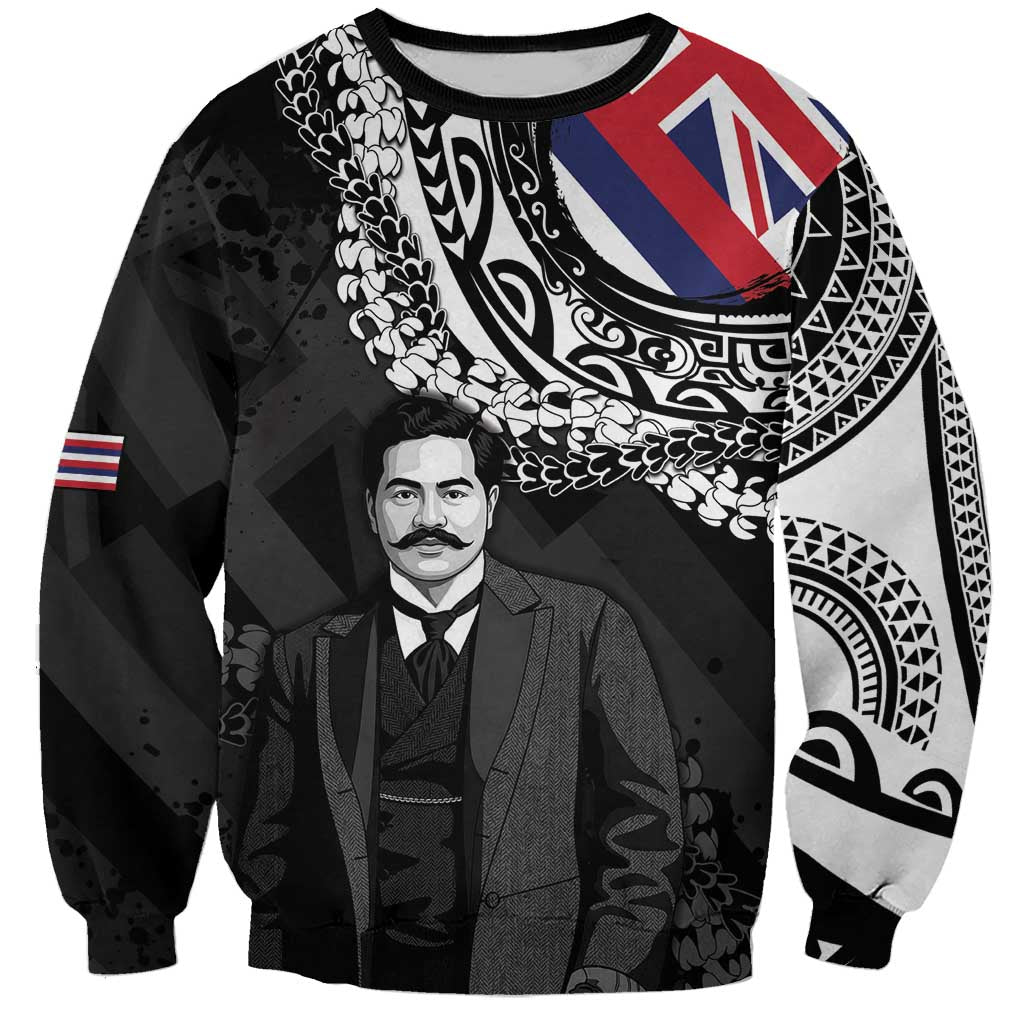 Personalised Hawaii Prince Kuhio Sweatshirt Hawaiian Maile Lei