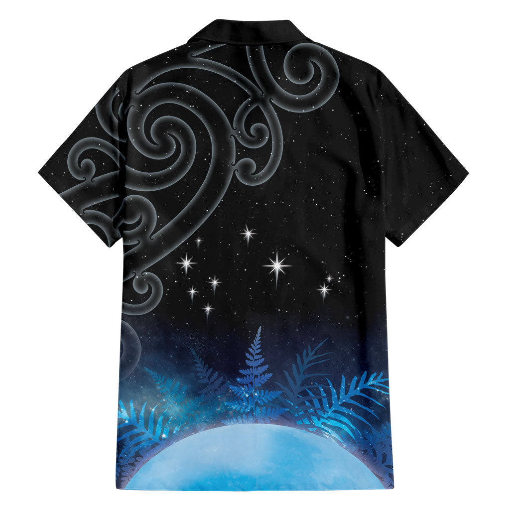New Zealand Matariki Family Matching Off The Shoulder Long Sleeve Dress and Hawaiian Shirt Pleiades Star Cluster Blue Galaxy LT05 - Polynesian Pride