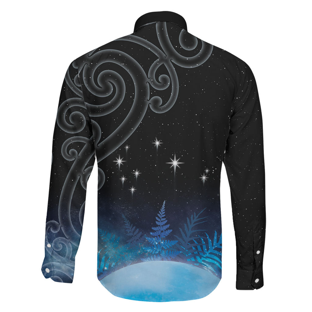 New Zealand Matariki Family Matching Off Shoulder Maxi Dress and Hawaiian Shirt Pleiades Star Cluster Blue Galaxy LT05 - Polynesian Pride