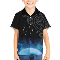 New Zealand Matariki Family Matching Summer Maxi Dress and Hawaiian Shirt Pleiades Star Cluster Blue Galaxy LT05 Son's Shirt Blue - Polynesian Pride