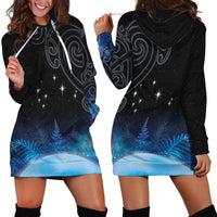 New Zealand Matariki Hoodie Dress Pleiades Star Cluster Blue Galaxy LT05 - Polynesian Pride