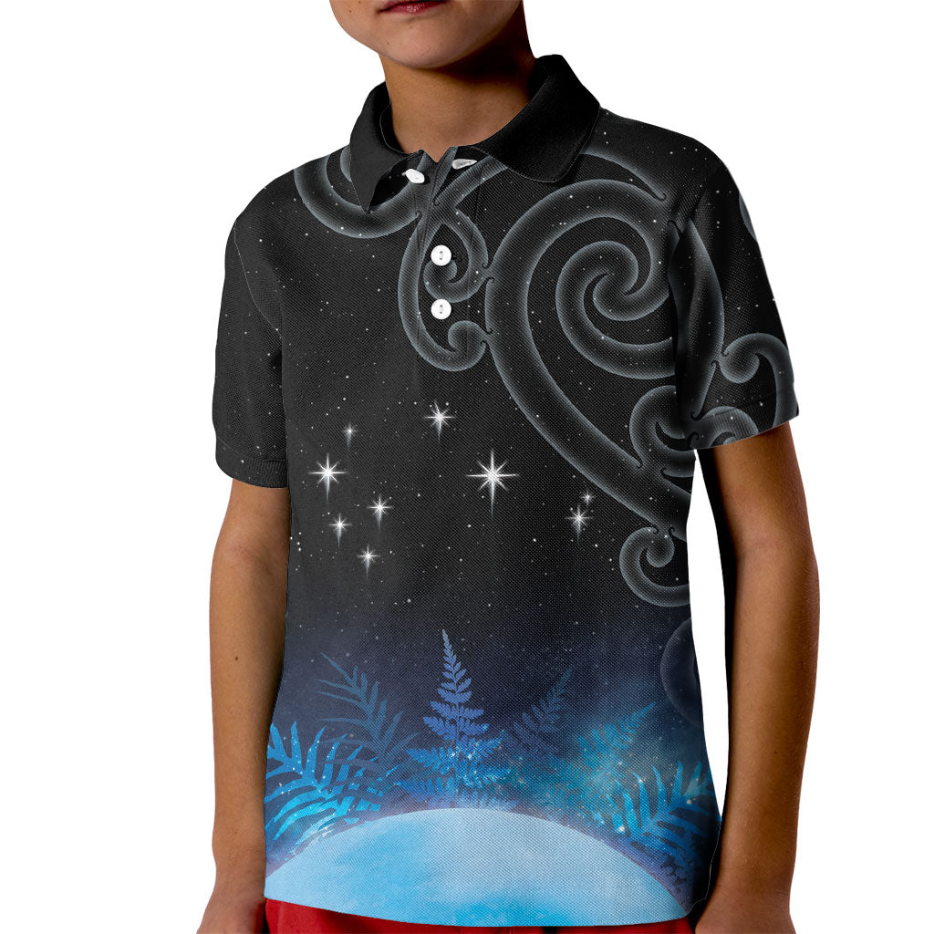 New Zealand Matariki Kid Polo Shirt Pleiades Star Cluster Blue Galaxy LT05 Kid Blue - Polynesian Pride