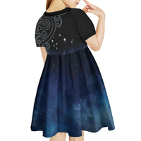 New Zealand Matariki Kid Short Sleeve Dress Pleiades Star Cluster Blue Galaxy LT05 - Polynesian Pride