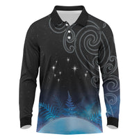 New Zealand Matariki Long Sleeve Polo Shirt Pleiades Star Cluster Blue Galaxy LT05 Blue - Polynesian Pride