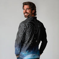 New Zealand Matariki Long Sleeve Polo Shirt Pleiades Star Cluster Blue Galaxy LT05 - Polynesian Pride