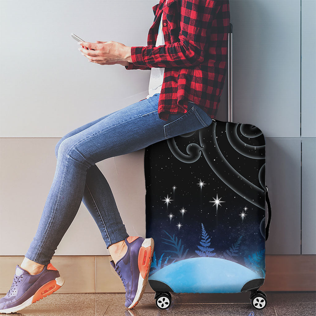 New Zealand Matariki Luggage Cover Pleiades Star Cluster Blue Galaxy