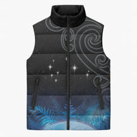 New Zealand Matariki Sleeveless Puffer Jacket Pleiades Star Cluster Blue Galaxy LT05 Unisex Blue - Polynesian Pride