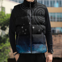 New Zealand Matariki Sleeveless Puffer Jacket Pleiades Star Cluster Blue Galaxy LT05 - Polynesian Pride