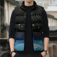 New Zealand Matariki Sleeveless Puffer Jacket Pleiades Star Cluster Blue Galaxy LT05 - Polynesian Pride