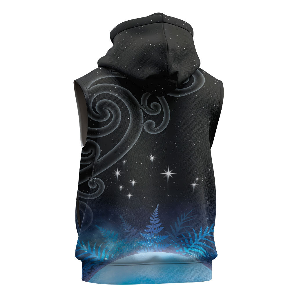 New Zealand Matariki Sleeveless Zip Hoodie Pleiades Star Cluster Blue Galaxy LT05 - Polynesian Pride