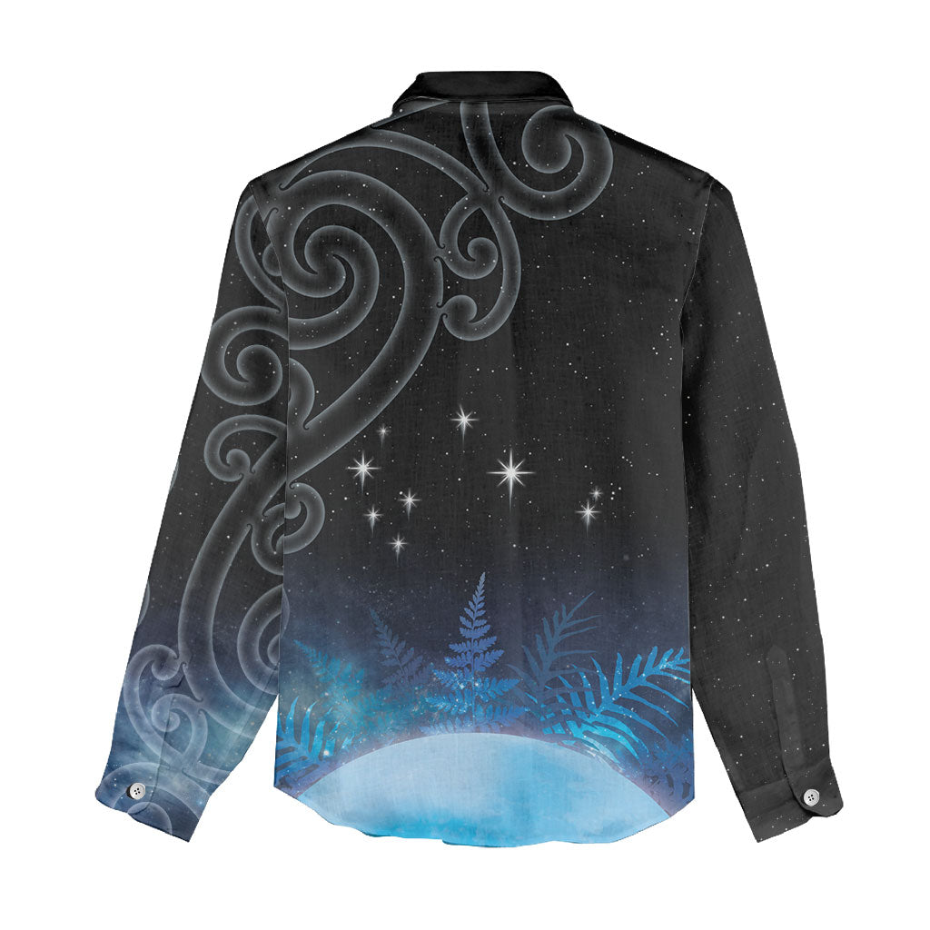 New Zealand Matariki Women Casual Shirt Pleiades Star Cluster Blue Galaxy LT05 - Polynesian Pride