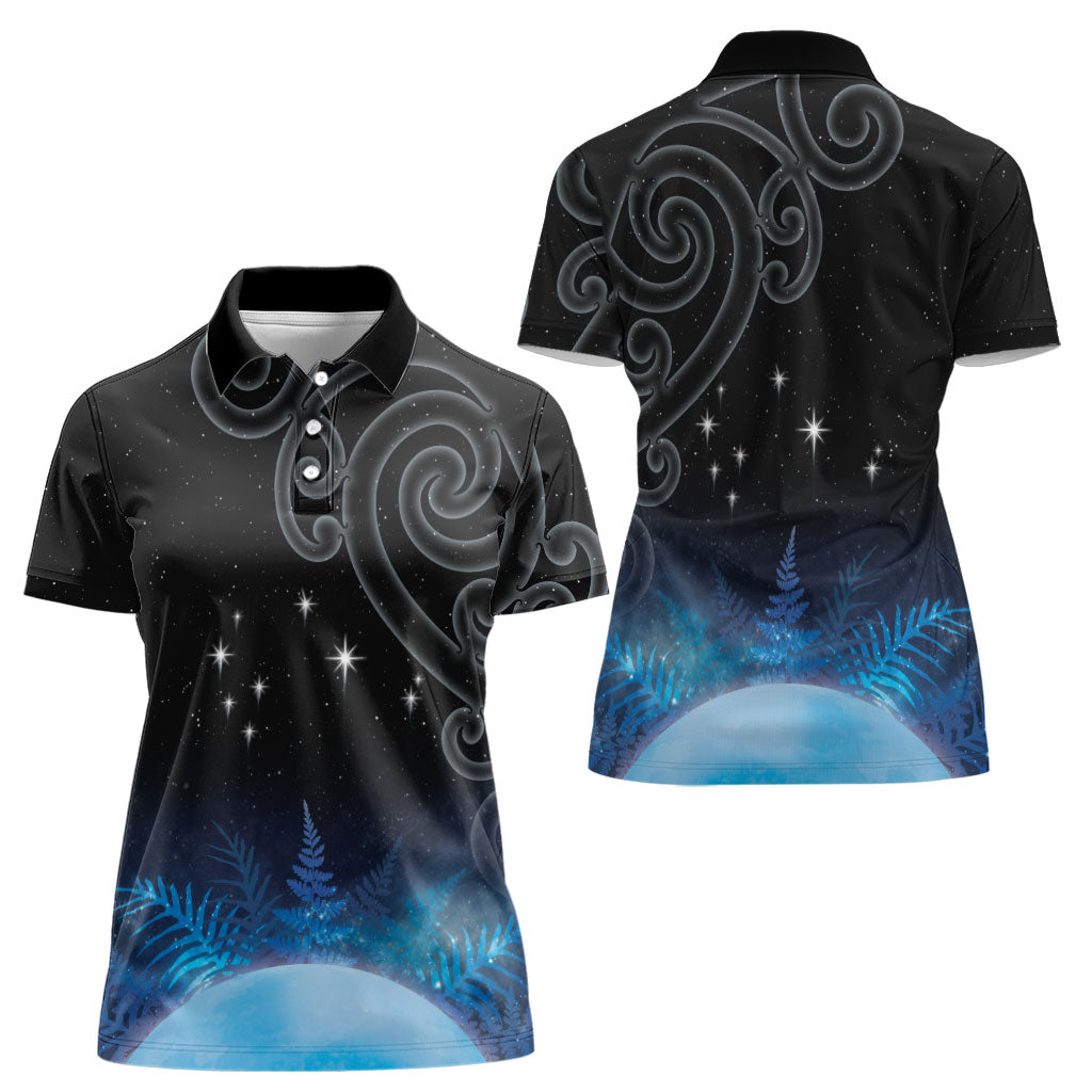 New Zealand Matariki Women Polo Shirt Pleiades Star Cluster Blue Galaxy LT05 - Polynesian Pride