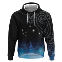 New Zealand Matariki Zip Hoodie Pleiades Star Cluster Blue Galaxy