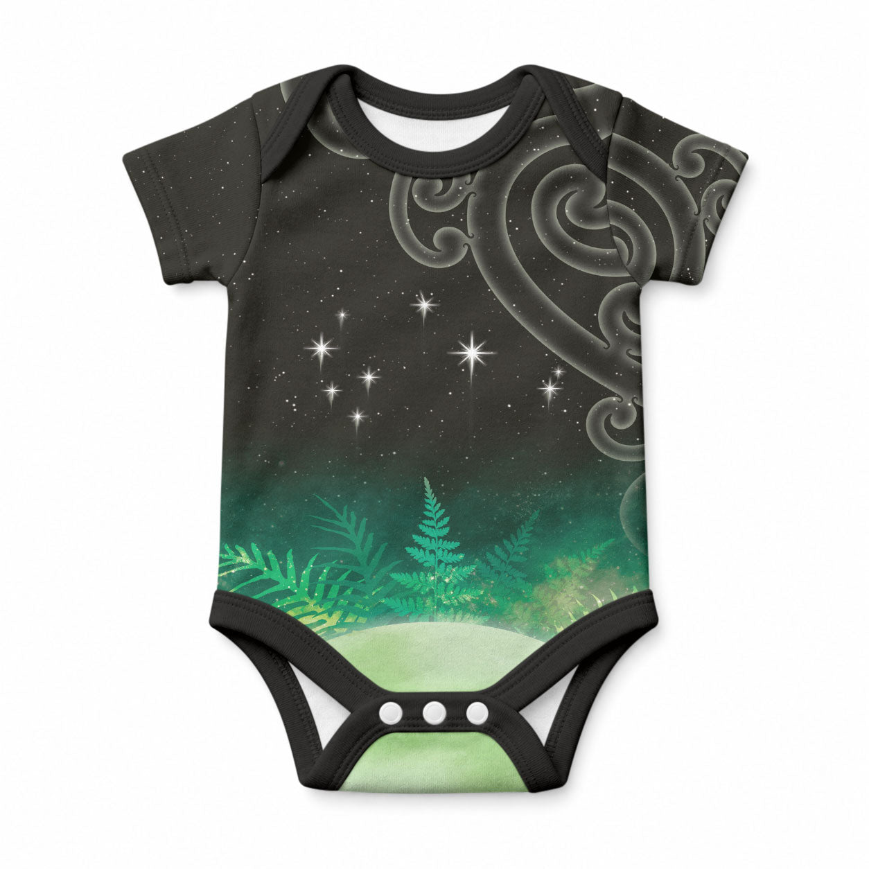 New Zealand Matariki Baby Onesie Pleiades Star Cluster Green Galaxy